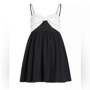 Self Portrait Embellished Two-Tone Minidress
